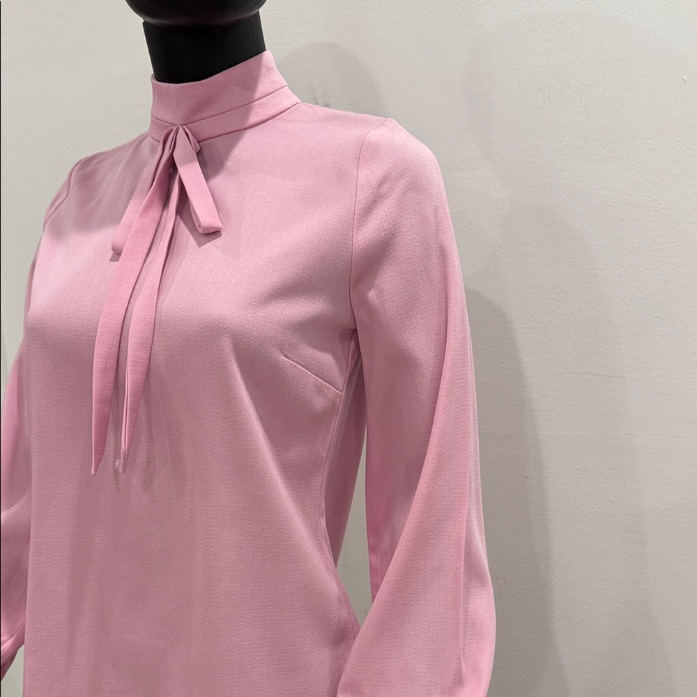 Mother of Pearl Pink Wool Tie-Neck Blouse – Size US 6 – Made in Portugal NEW - Picture 6 of 13